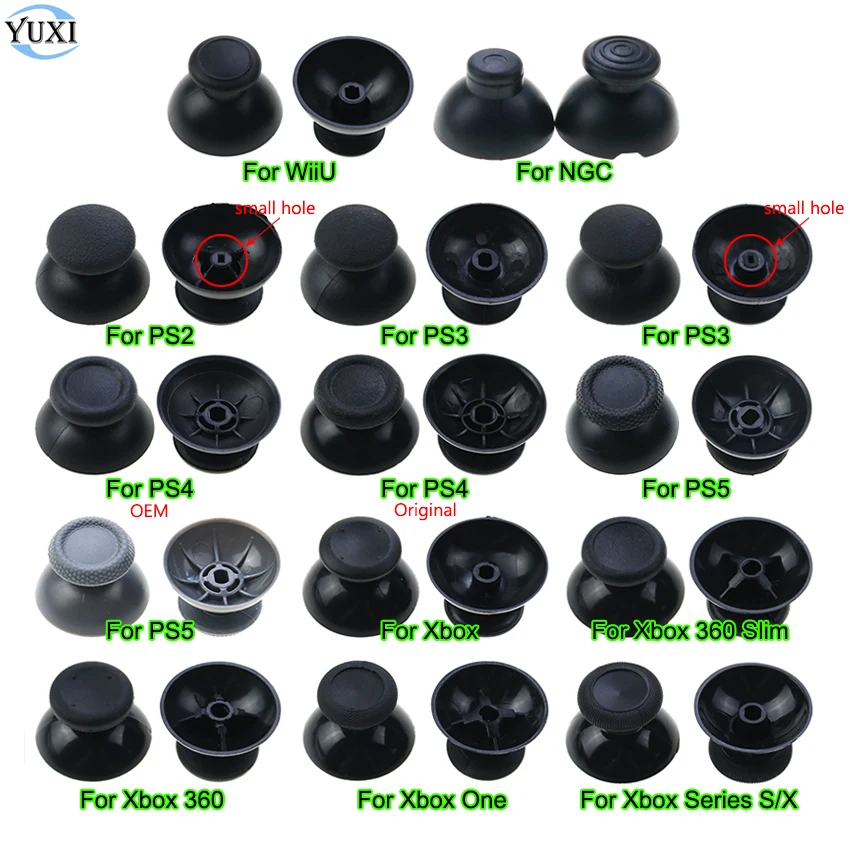 

YuXi 2pcs For PS5 PS4 PS3 PS2 Controller 3D Analog Grips Cover ThumbStick Joystick Caps Mushroom Hat Rocker Cap For Xbox One 360