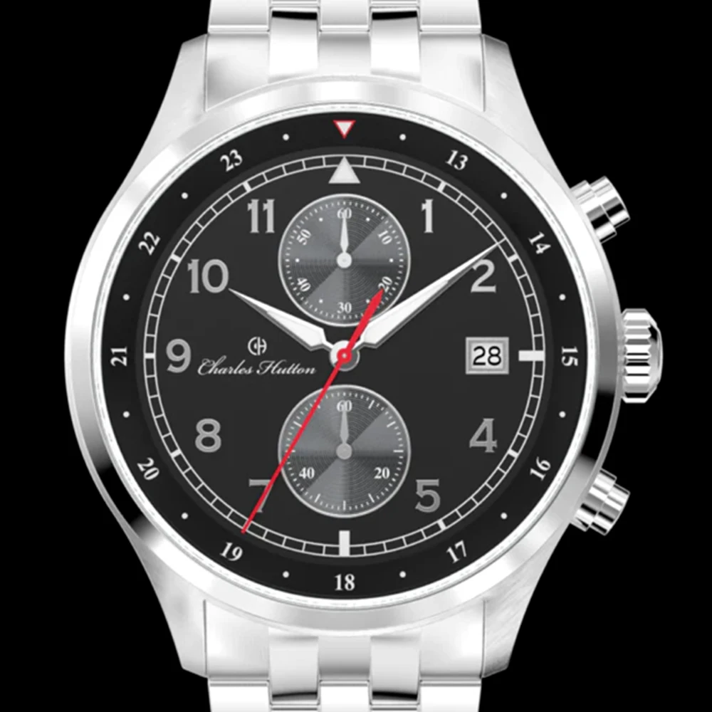

44mm Luxury Pilot Watch Men VD51 Quartz Chronograph Movement Calendar Luminous Stainless Steel Business Wristwatch Reloj Hombre