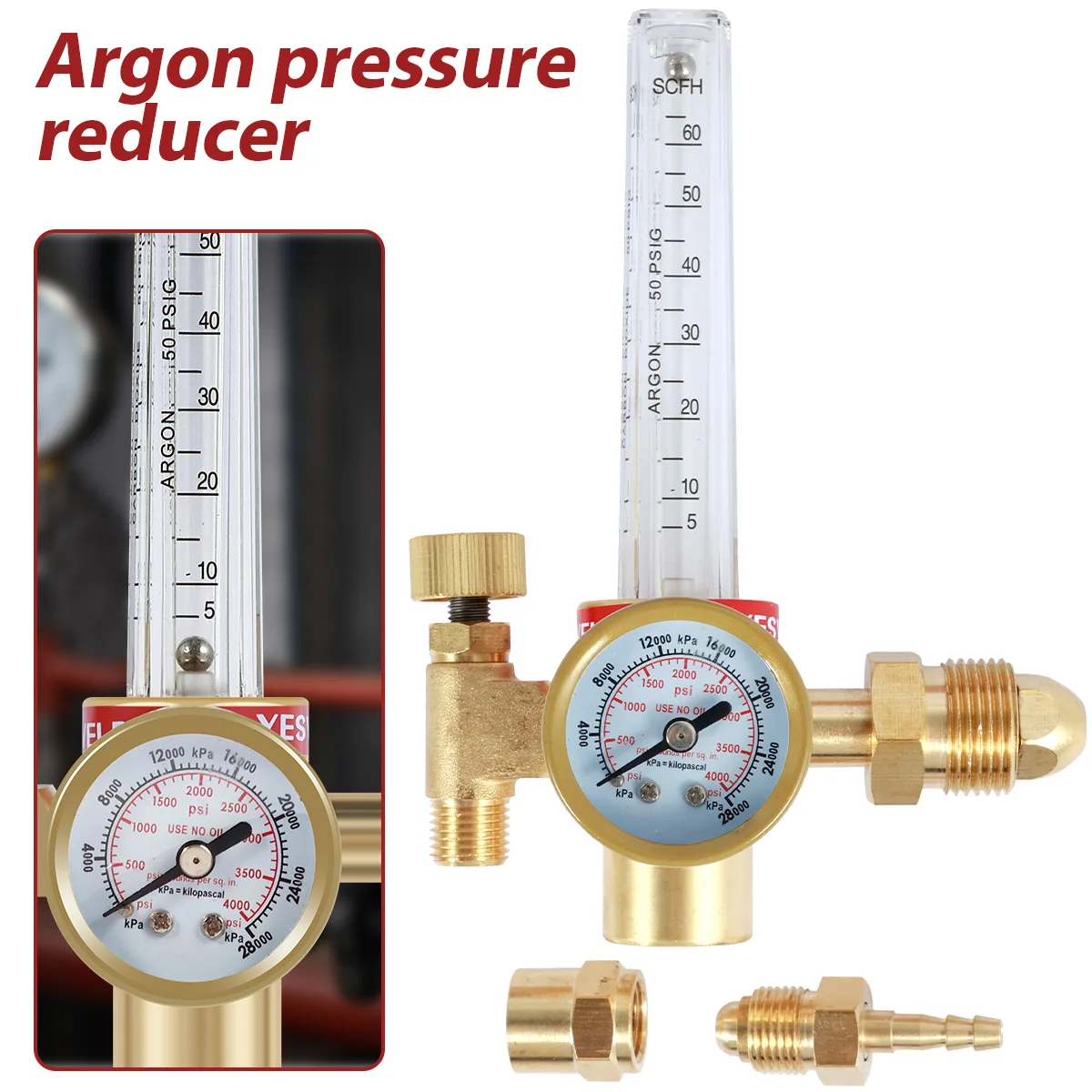HTP Argon CO2 Mig Tig Flow Meter 0-4000 PSI Precise Gas Welding Regulator 10-60CFH Adjustable Argon Regulator Copper Flowmeter
HTP Argon CO2 Mig Tig Flow Meter 0-4000 PSI Precise Gas Welding Regulator 10-60CFH Adjustable Argon Regulator Copper Flowmeter