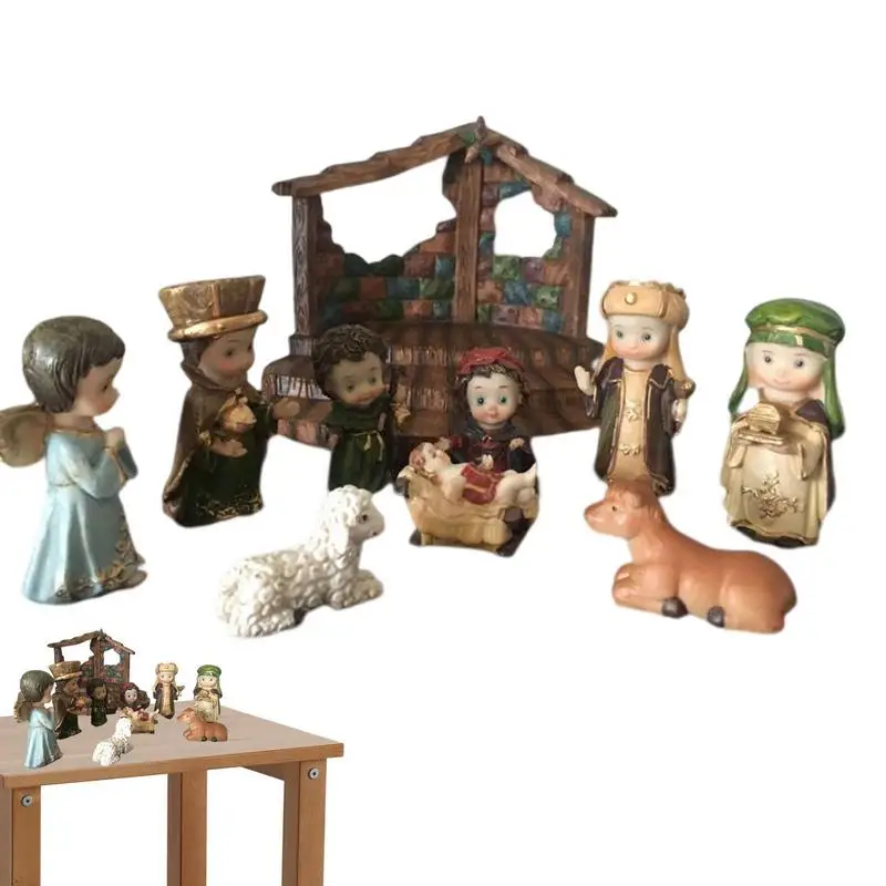 Resin Nativity Figurine Set Indoor Christmas Jesus Birth Scene Figures Statue Kit 10pcs With Stable And Light String Christmas
Resin Nativity Figurine Set Indoor Christmas Jesus Birth Scene Figures Statue Kit 10pcs With Stable And Light String Christmas