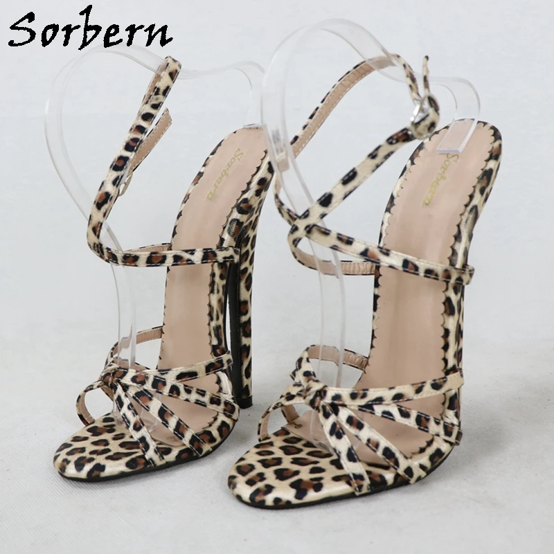 

Sorbern Sexy Leopard Fetish Sandals Women Stilettos Summer Style Shoes Custom Multi Colors Cross Straps Slingback Size Eu36-46