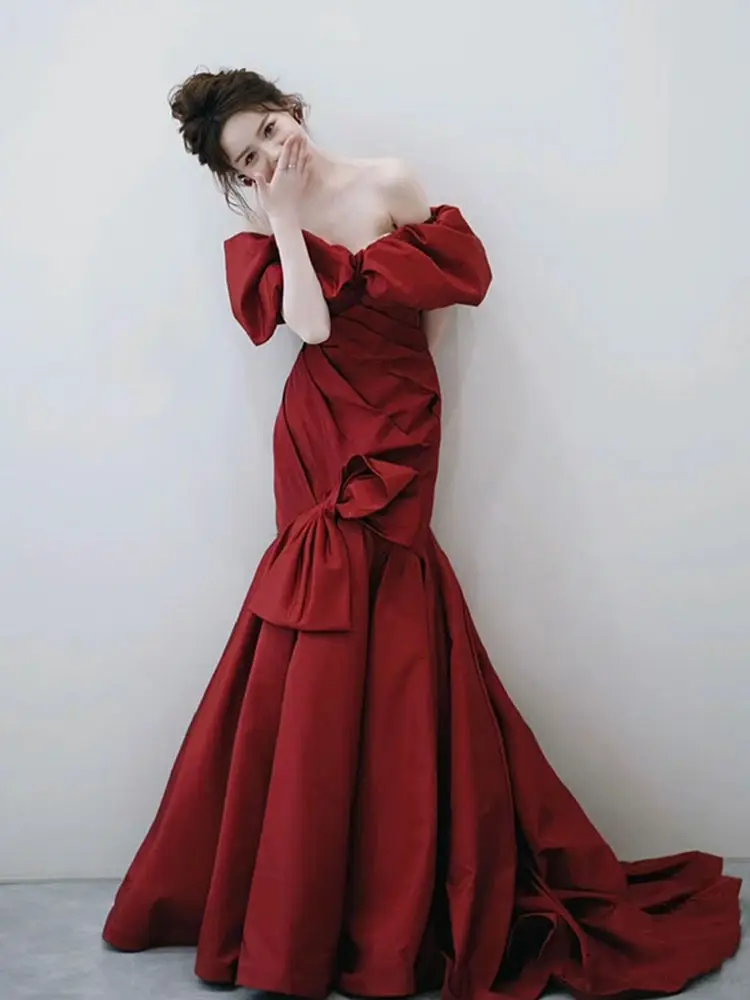 Harajpee One Shoulder Wedding Dress 2024 New French Red Evening Dress Fish Tail Engagement Forest Style Bride Toast Vestido
Harajpee One Shoulder Wedding Dress 2024 New French Red Evening Dress Fish Tail Engagement Forest Style Bride Toast Vestido