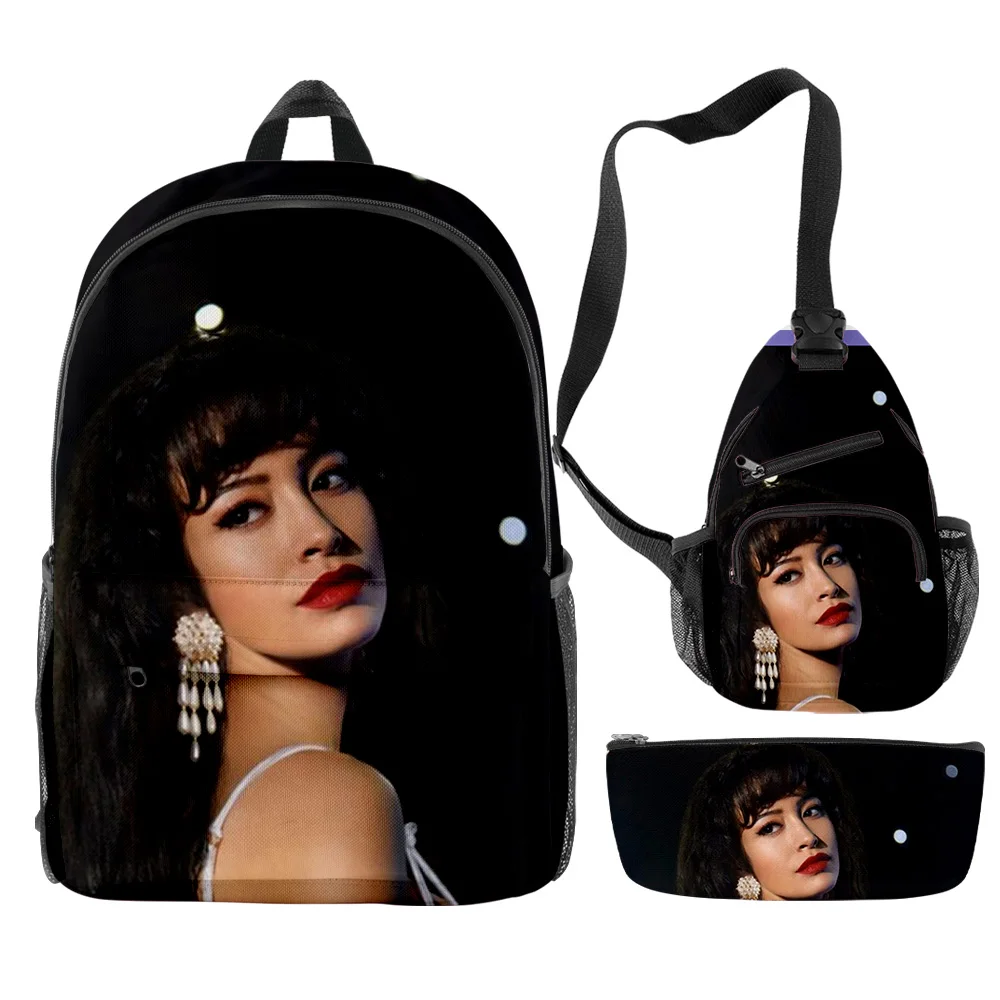 

Classic Funny Selena Quintanilla Singer 3D Print 3pcs/Set pupil School Bags Trendy Travel Laptop Backpack Chest Bag Pencil Case