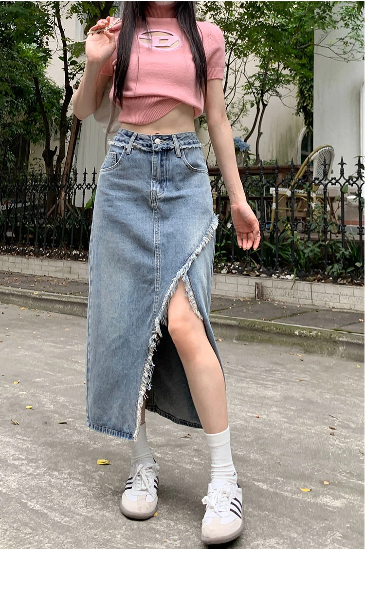 Y2K Clothes Split Tassel Denim Skirts For Women 2023 Summer High Waist A-line Vintage Skirt Female Korean Chic Bottoms 523340
Y2K Clothes Split Tassel Denim Skirts For Women 2023 Summer High Waist A-line Vintage Skirt Female Korean Chic Bottoms 523340