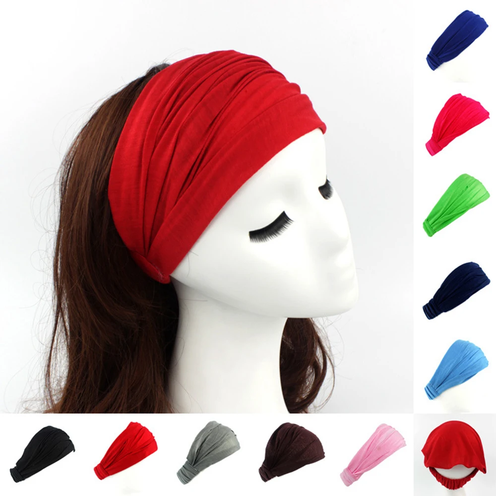 

Soft Cotton Elastic Hair Bands Sweat Absorbing Yoga Headband Wide Hairband Stretch Turban Headwrap Bandana Hair Accessories