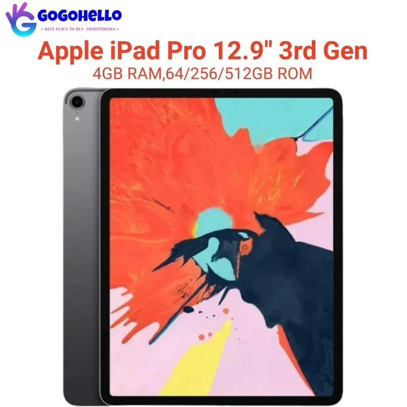 

Original Apple iPad Pro 12.9'' 2018 Unlocked iPad 3rd Gen Wifi+Cellular/Wifi ROM 64GB RAM 4GB 9720 mAh 12MP IPS LCD Face ID