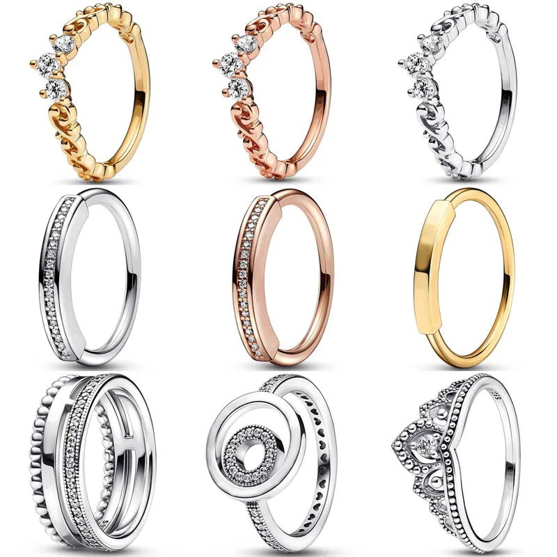 Original Rose Gold Diadem Tiara Crown Double Circle Signature Ring For Women 925 Sterling Silver Wedding Gift Fashion Jewelry
Original Rose Gold Diadem Tiara Crown Double Circle Signature Ring For Women 925 Sterling Silver Wedding Gift Fashion Jewelry