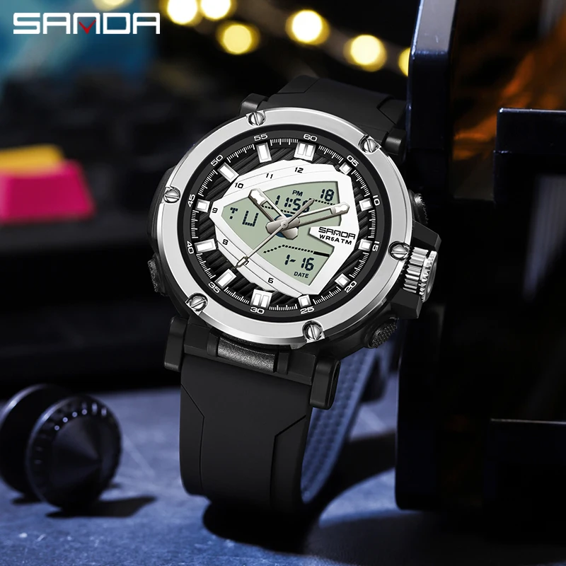 

SANDA Top Brand Men's LED Digital Watches 5ATM Waterproof Sport Military Wristwatch Quartz Watch for Men Clock Relogio Masculino