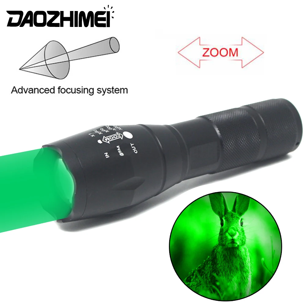 

Tactical Green/Red/White Night Vision Hunting Flashlight Outdoor Camping Waterproof Lamp Zoom Torch with Scope Mountt+Switch