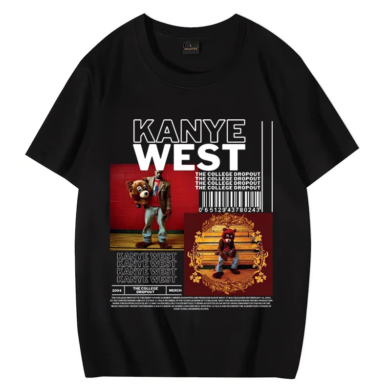 

Футболка Kanye West с графическим принтом для мужчин и женщин, винтажная уличная одежда 90-х годов в стиле хип-хоп, футболка оверсайз из чистого хлопка с короткими рукавами в стиле унисекс