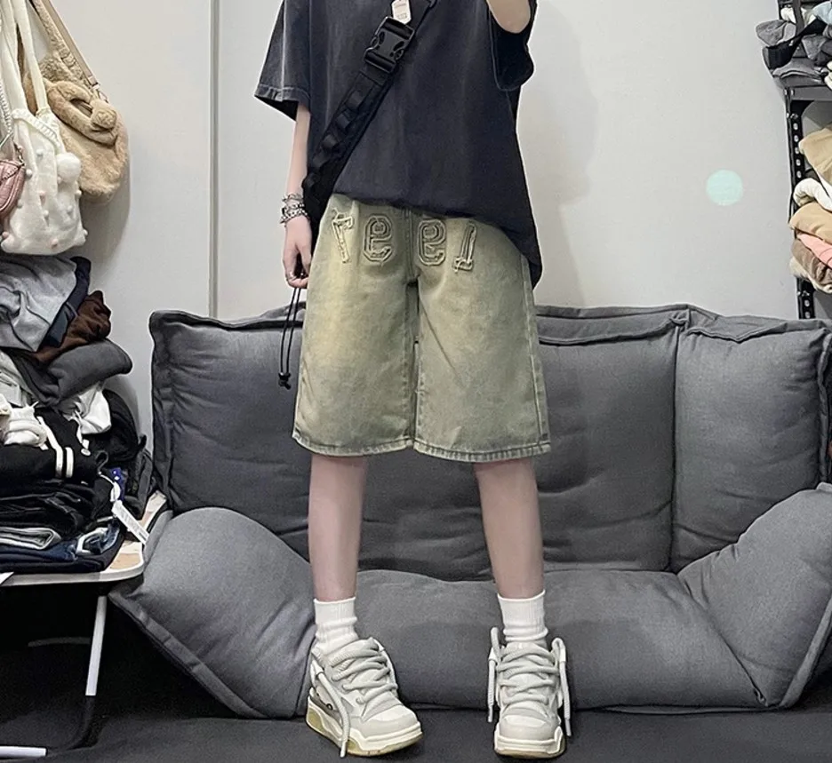 Summer Short Jeans Pants Women Green Color Letters Loose Hiphop Style
Summer Short Jeans Pants Women Green Color Letters Loose Hiphop Style