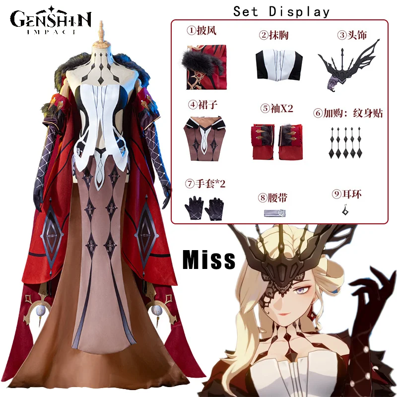 Anime Game Genshin Impact Costume Fatui Eighth seat The lady La Signora Cosplay Uniform Hair Clothing Halloween Costumes Women
Anime Game Genshin Impact Costume Fatui Eighth seat The lady La Signora Cosplay Uniform Hair Clothing Halloween Costumes Women
