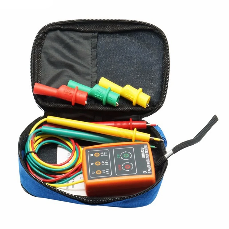 

New 3 Phase Sequence Rotation Tester Indicator Detector Meter LED Buzzer with Portable Pouch TD-LED02
