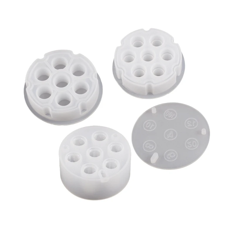 

DIY Crystal Epoxy Mold 7 Holes Dices Fillet Resin Molds Silicone Mould Digital Game Crafts Round Gypsum Cement Mold Decor