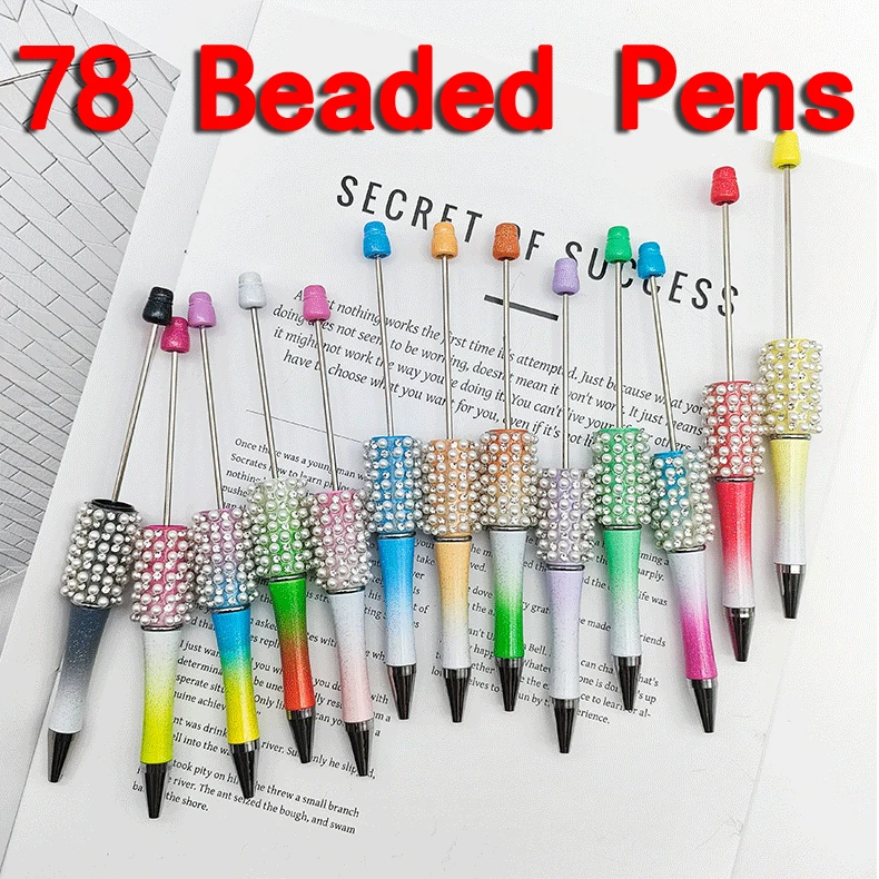

78Pcs Diamond Bead Pen Creative Handmade Sticker Set Diamond Beaded Ballpoint Pens Gift Pen Wholesale
