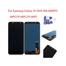 Ensemble écran tactile LCD de remplacement, noir et or, pour Samsung Galaxy J6 2018 SM J600FN DS=