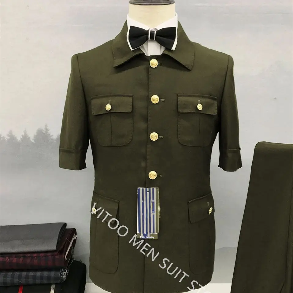 Mens Suit Formal Blazer Pants Army Green Shorts Sleeve Casual Jacket 2 Piece Regular Fit Male Clothing for Daily Wear Outfits
Mens Suit Formal Blazer Pants Army Green Shorts Sleeve Casual Jacket 2 Piece Regular Fit Male Clothing for Daily Wear Outfits