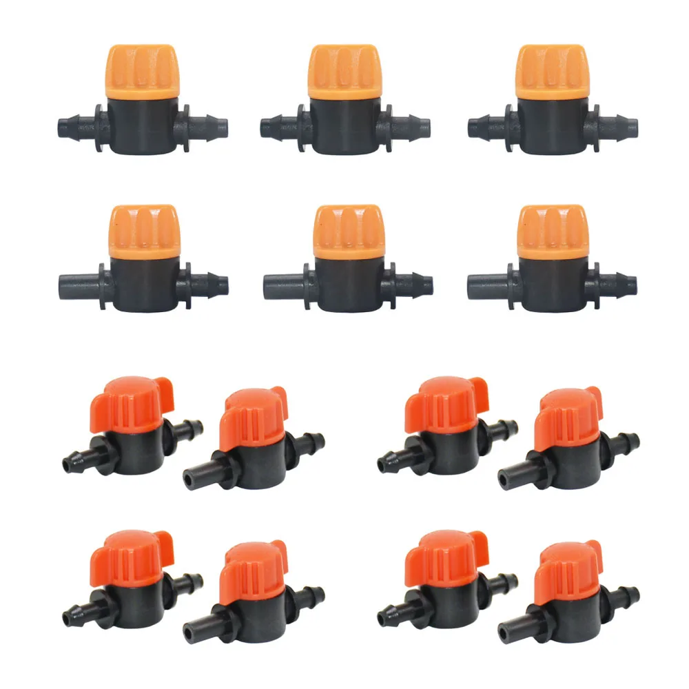 

10Pcs Miniature Plastic Shut Off Coupling Valve Connectors Garden Tap for 4/7mm Hose Garden Water Irrigation Pipe Adaptor Barb