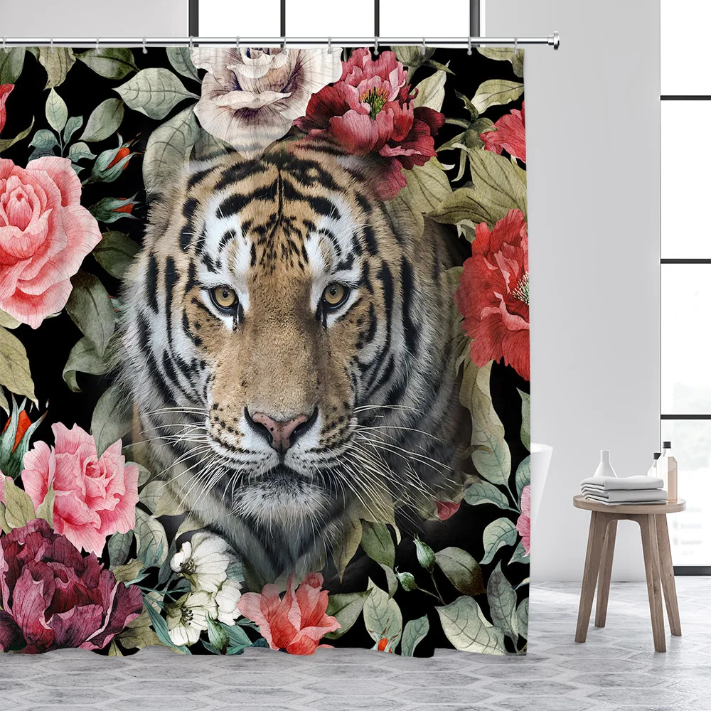Wild Tiger Shower Curtain Pink Red Floral Plant Wildlife Animals Hanging Bath Curtains Fabric Home Bathroom Decor Set with Hooks
Wild Tiger Shower Curtain Pink Red Floral Plant Wildlife Animals Hanging Bath Curtains Fabric Home Bathroom Decor Set with Hooks