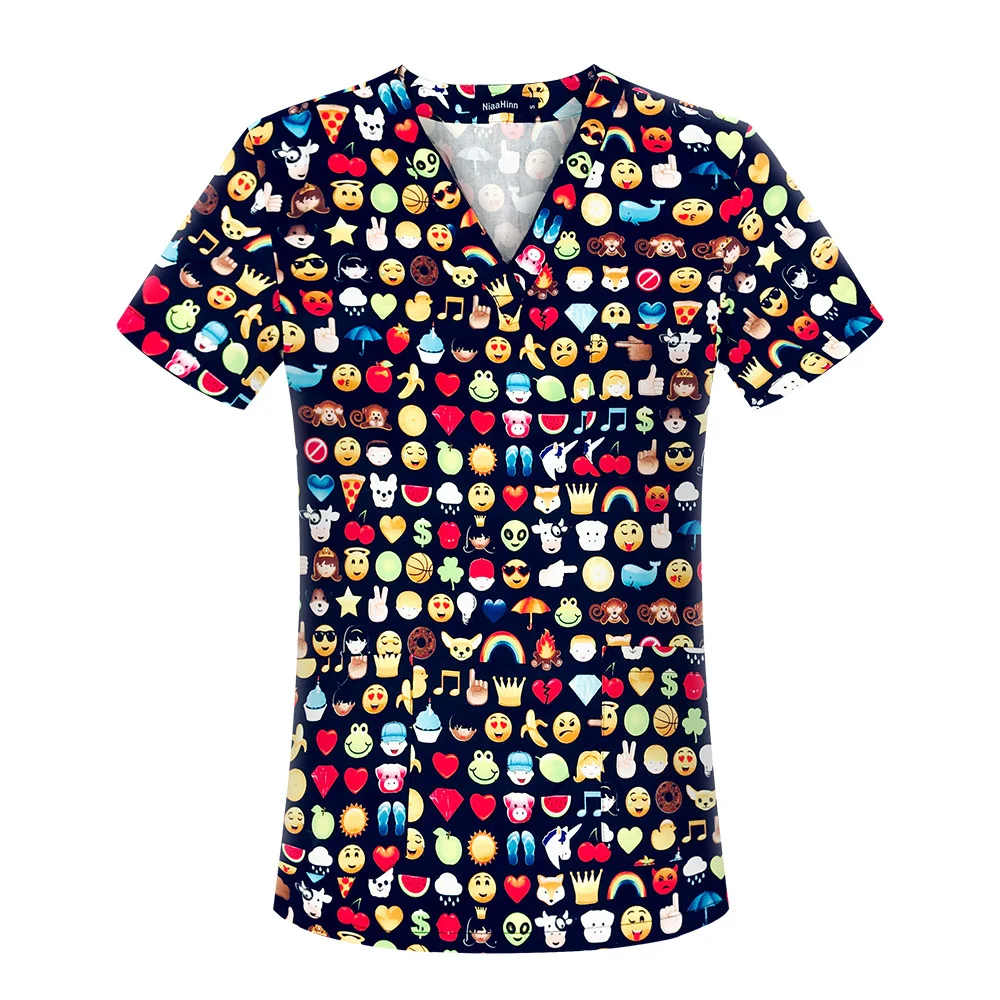 100% Cotton Cute Cartoon Print Nurse Uniforms Women Enfermera T-shirts Pocket Casual Short Sleeve T-shirt V-neck Top Workwear
100% Cotton Cute Cartoon Print Nurse Uniforms Women Enfermera T-shirts Pocket Casual Short Sleeve T-shirt V-neck Top Workwear