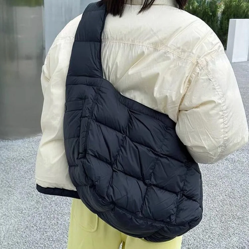 

Winter Cotton Padded Shoulder Bag Overlarge Quilted Crossbody Bags for Women Nylon Down Space Handbag Hobo Designer Shopper Tote