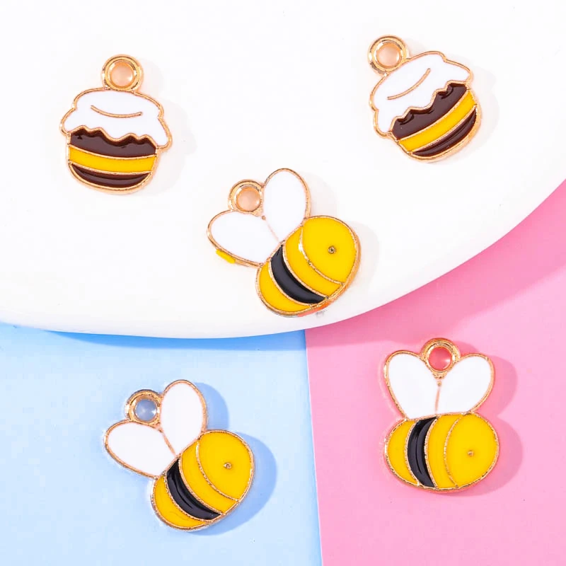 

20pcs 11*14mm Enamel Bee Honey Jewelry Making Cute Earrings Pendants Bracelets Necklace Accessories DIY Finding Craft Supplies
