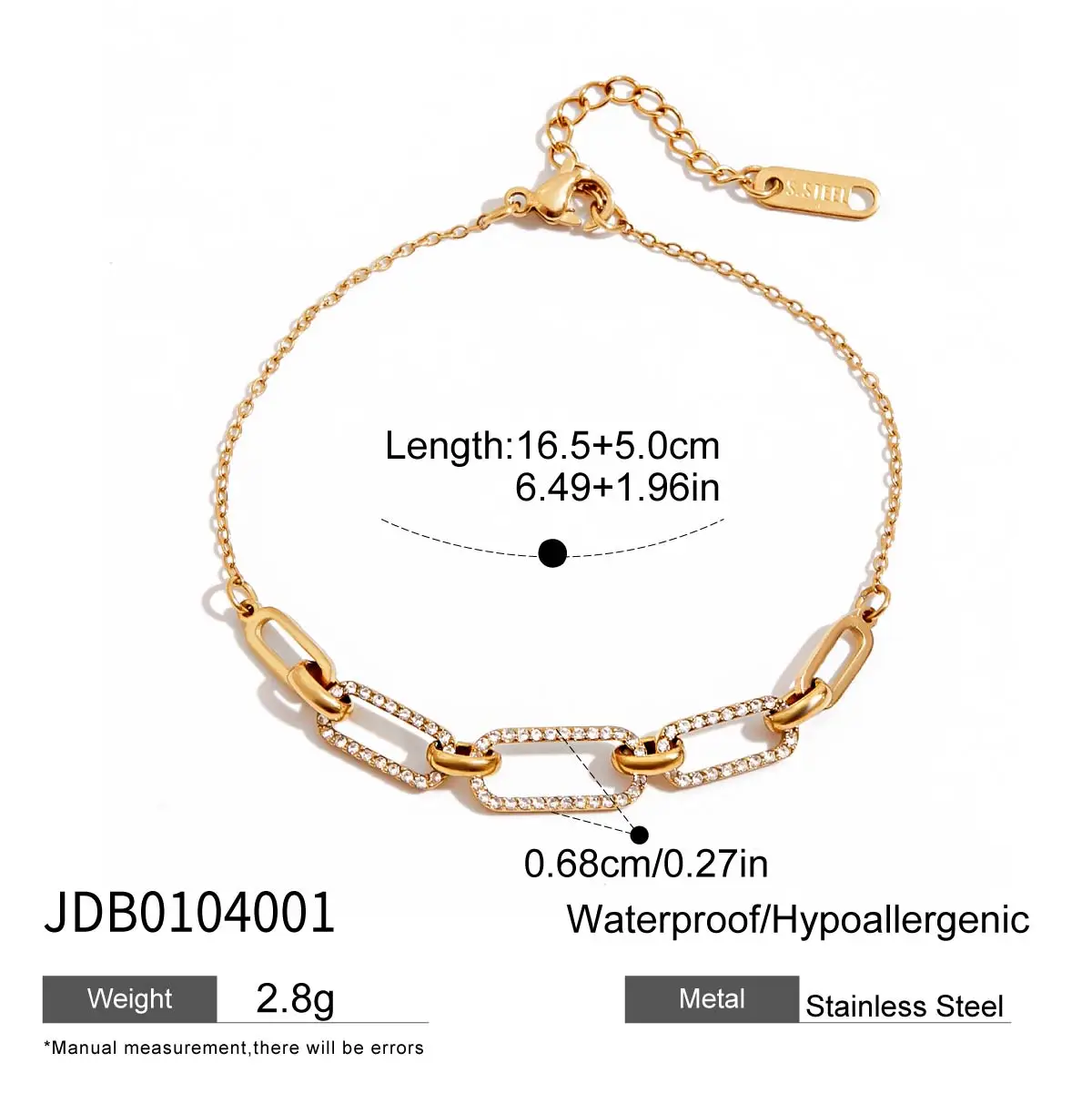 Uworld Simple Classic 18K Gold Color Plated Stainless Steel Smooth Pentagram Bracelet Zircon Heart Bracelet Women's Jewelry Part Uworld Simple Classic 18K Gold Color Plated Stainless Steel Smooth Pentagram Bracelet Zircon Heart Bracelet Women's Jewelry Part