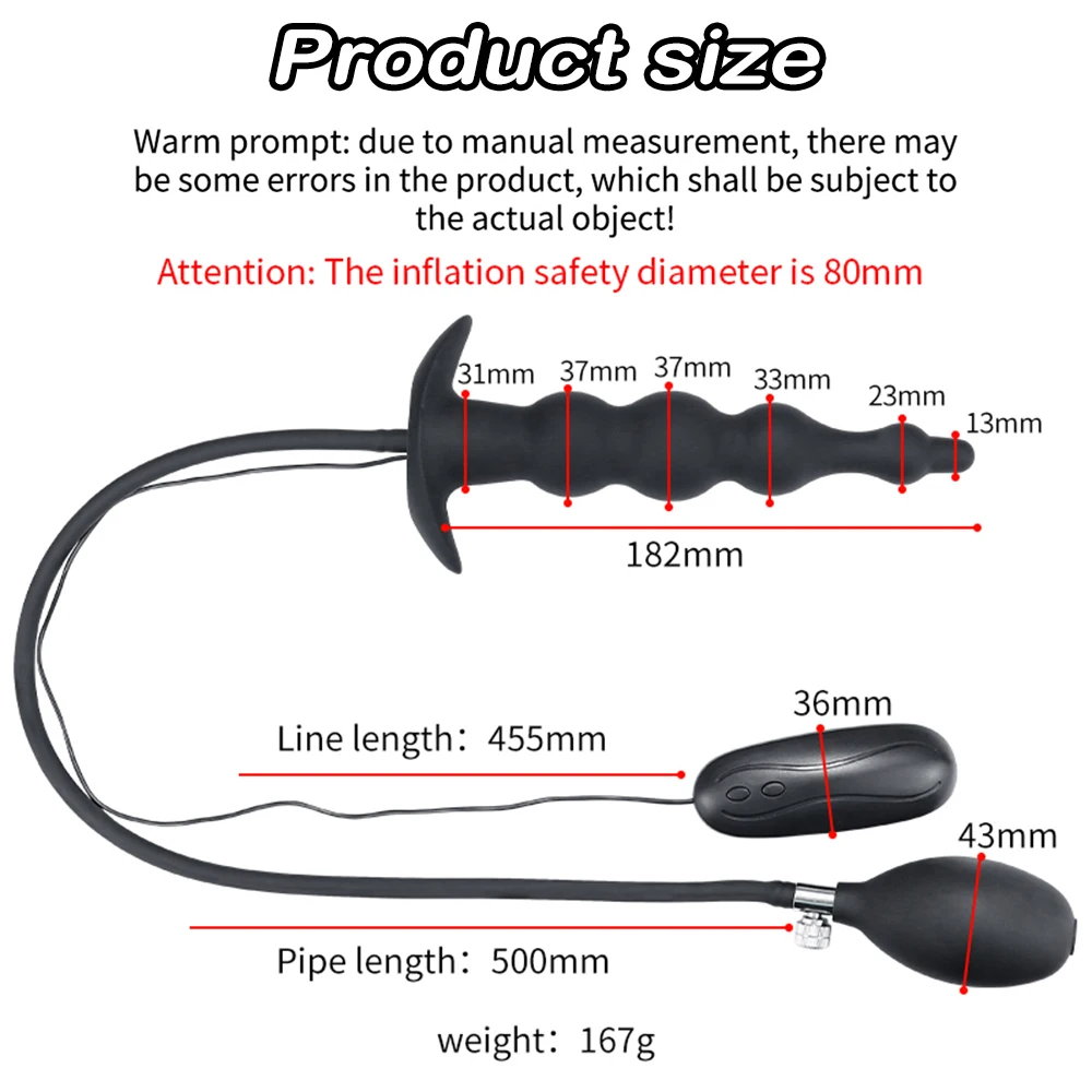 IkSex Toy-Vibromasseur Gonflable en Silicone, Énorme Grand Plug Anal, Pompe à Gode, Dilatateur Anal, Ohio eur de Prostate Extensible 6