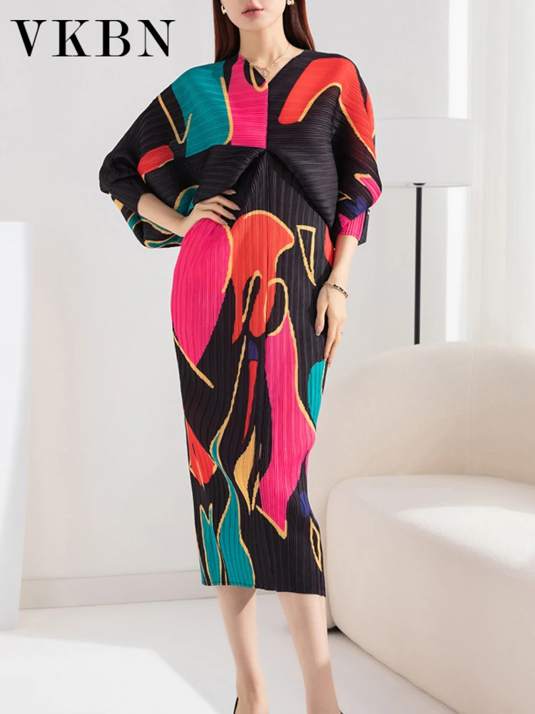 VKBN Formal Occasion Dresses for Women Party Batwing Sleeve V Neck Printing Pleated Fabric Dress Elegant Vestidos De Fiesta
VKBN Formal Occasion Dresses for Women Party Batwing Sleeve V Neck Printing Pleated Fabric Dress Elegant Vestidos De Fiesta