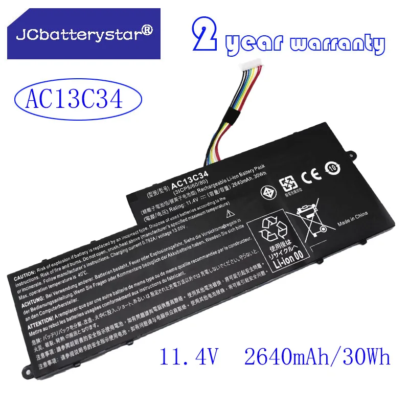 

JC New AC13C34 Laptop Battery For Acer Aspire V5-122P V5-132 E3-111 E3-112 ES1-111M MS237 KT.00303.005 11.4V 2640mAh 30WH