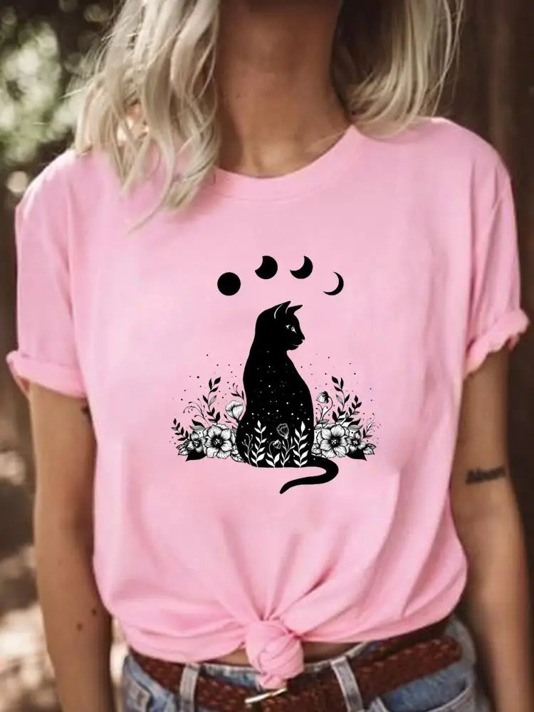 Casual Short Sleeve T Clothes Clothing Graphic Tee Flower Cat Lovely Cute Ladies Fashion Female Women Print T-shirts
Casual Short Sleeve T Clothes Clothing Graphic Tee Flower Cat Lovely Cute Ladies Fashion Female Women Print T-shirts