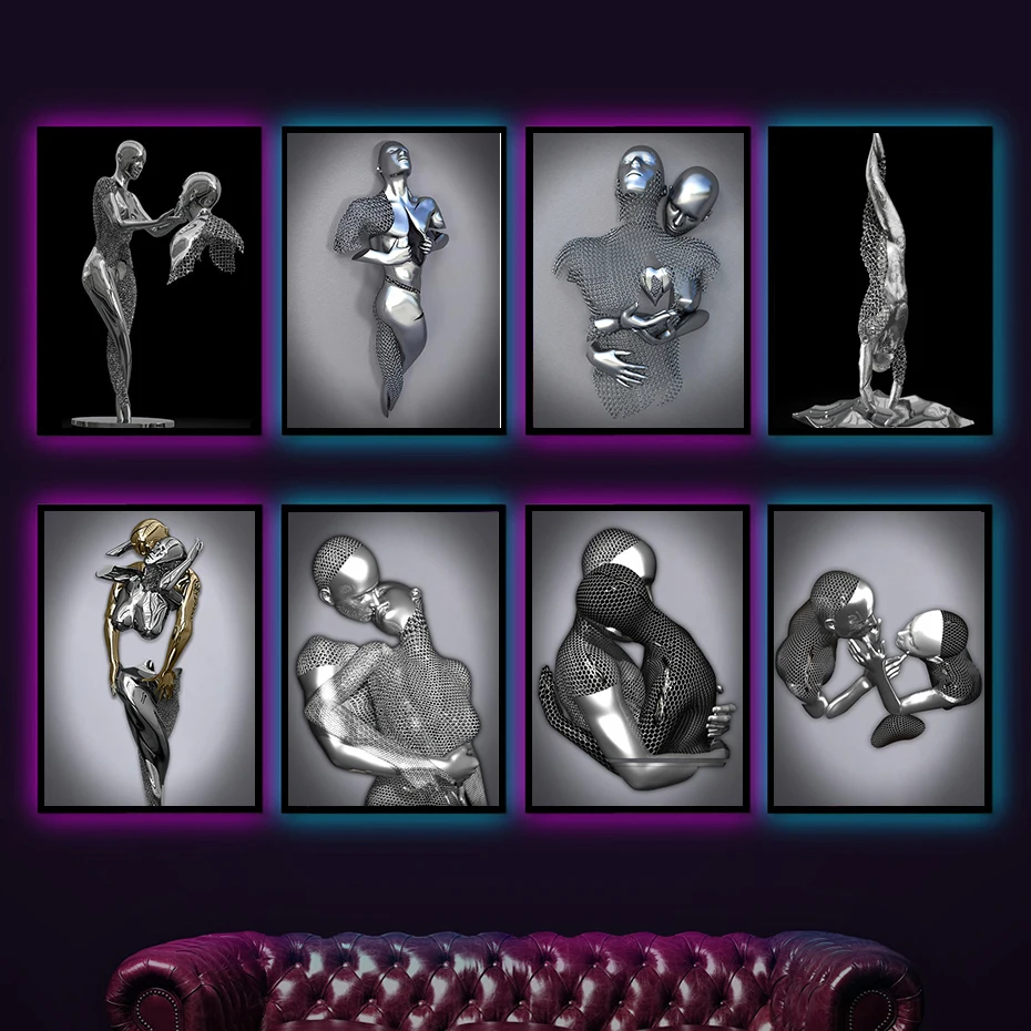 Silver Iron Art Couple Hugging Canvas Paintings, Abstract Posters and Prints, Wall Art, New Pictures for Living Room Decor
Silver Iron Art Couple Hugging Canvas Paintings, Abstract Posters and Prints, Wall Art, New Pictures for Living Room Decor