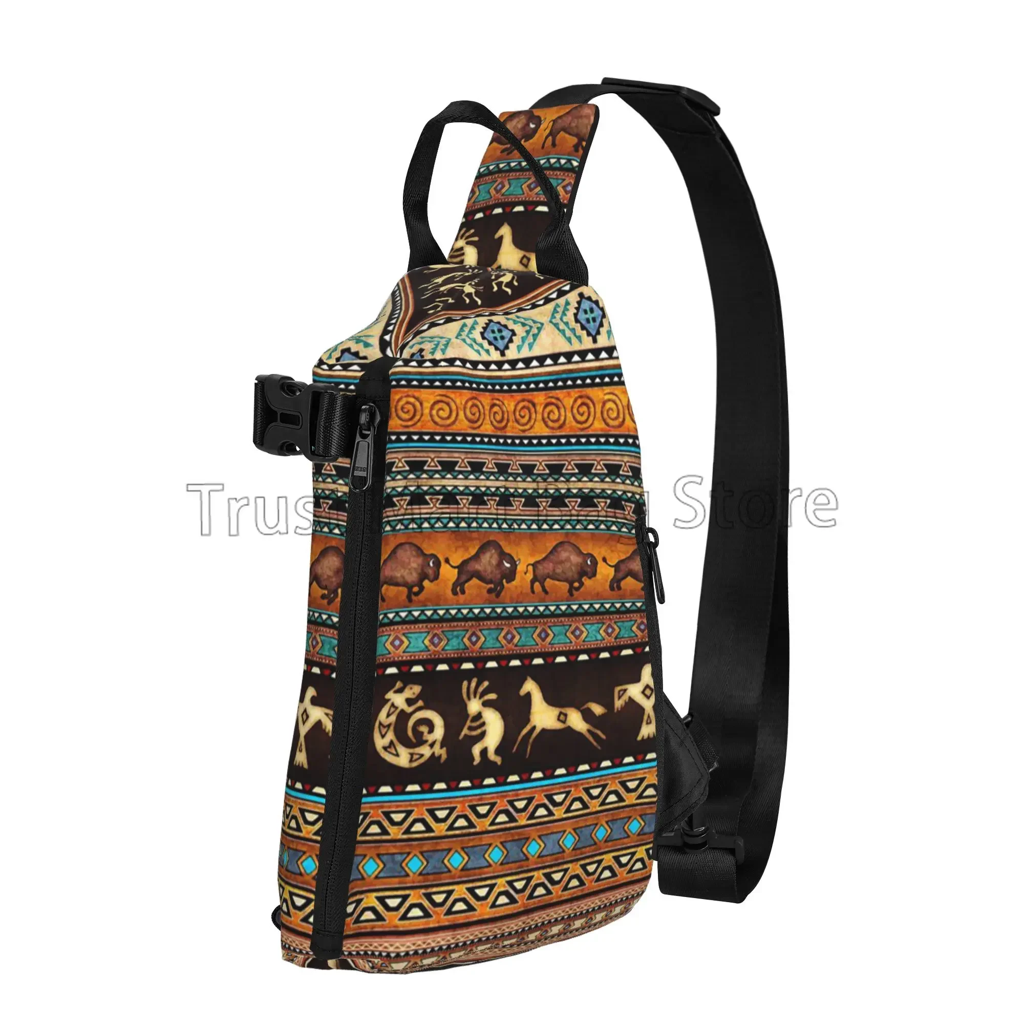 

Сумка-слинг в стиле бохо с этническим узором, повседневный ранец через плечо унисекс, нагрудная сумка с регулируемым плечевым ремнем для Путешествий, Походов, повседневный рюкзак