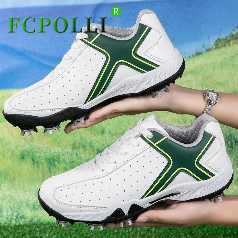 

Professional Spikes Golf Shoe for Unisex Anti-Slippery Gym Sneakers Men Leather Golf Training Couples Designer Sport Shoes Women