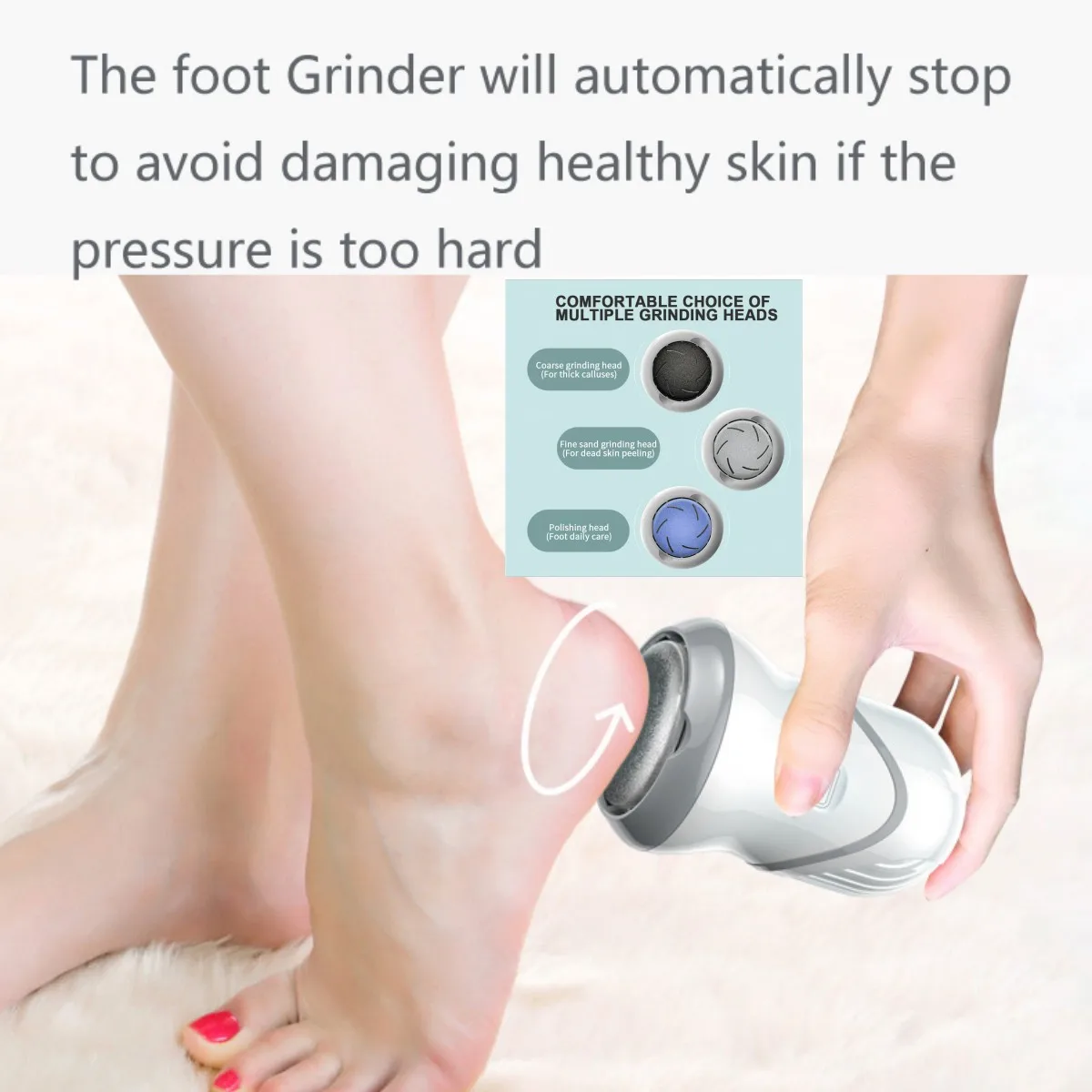 

Electric Feet Callus Remover Portable Dead Skin Foot File Pedicure Tools with Vacuum Adsorption Foot Grinder 6 Roller Heads