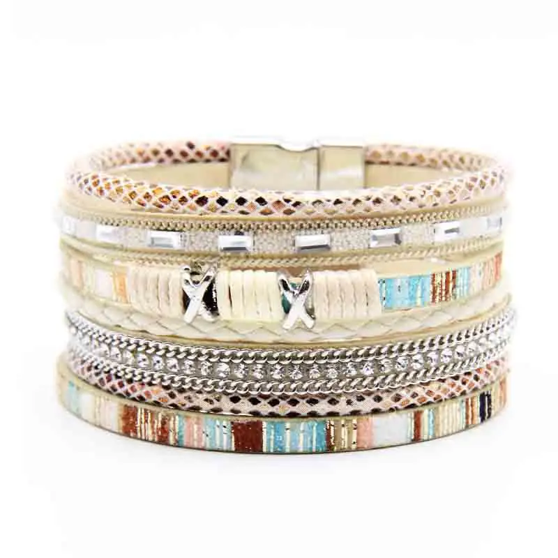 Light luxury bohemian style hand-woven leather rope charm bracelet for women, magnetic clasp bangle
Light luxury bohemian style hand-woven leather rope charm bracelet for women, magnetic clasp bangle