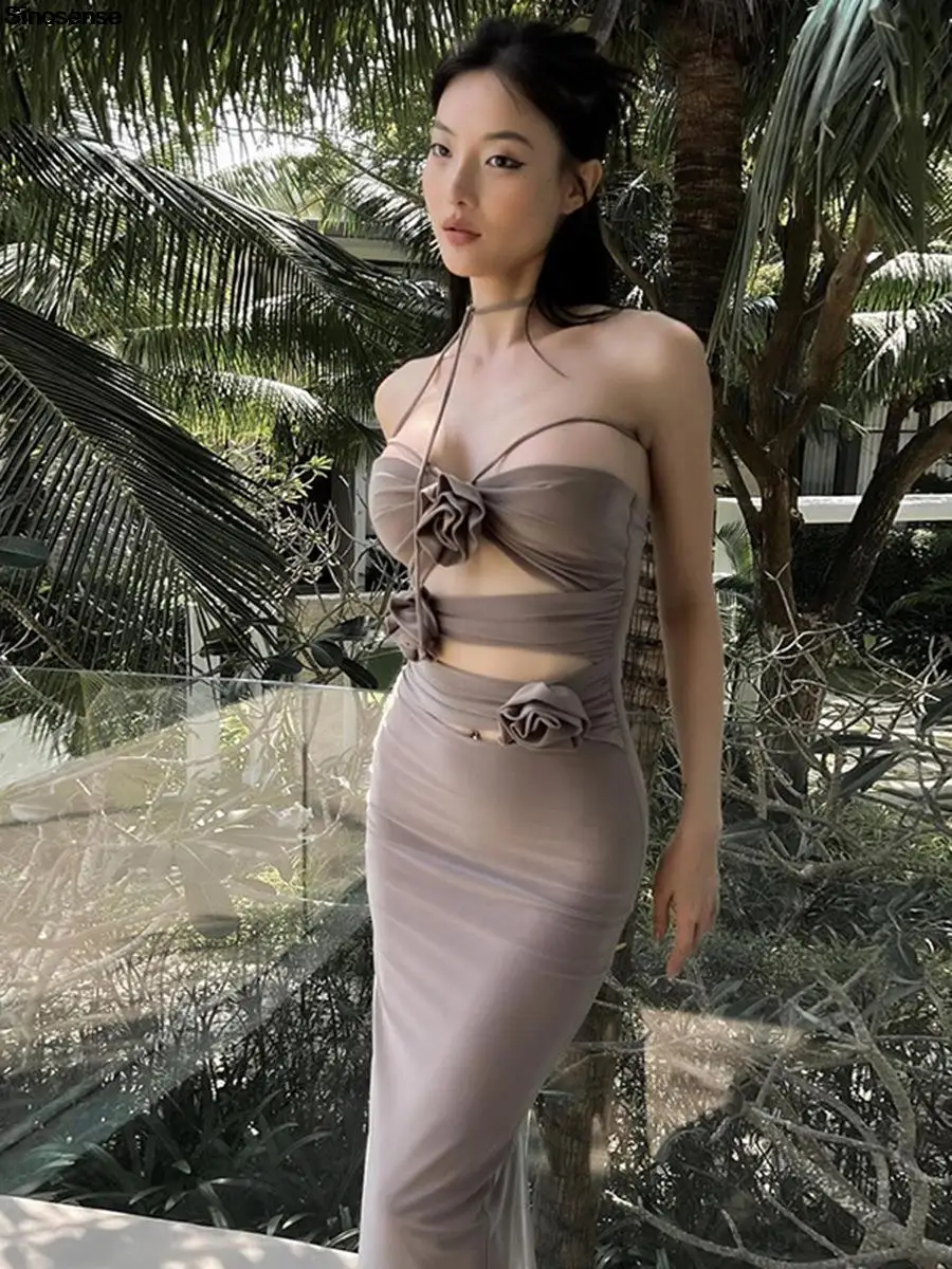 Women Halter Bodycon Maxi Dress Sexy Cut Out Lace Up Backless Floral Front Summer Holiday Beach Dress Slim Night Club Dress
Women Halter Bodycon Maxi Dress Sexy Cut Out Lace Up Backless Floral Front Summer Holiday Beach Dress Slim Night Club Dress