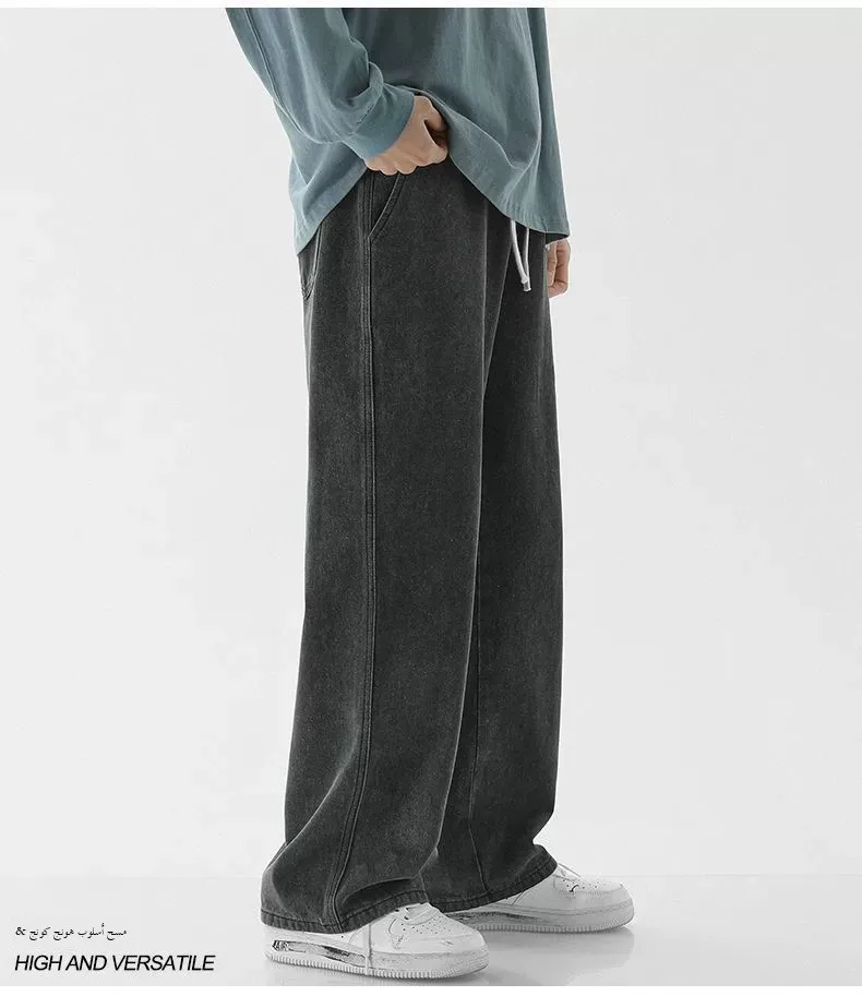 بنطلون جينز رجالي كاجوال واسع الساق بلون أزرق فاتح بتصميم عتيق على الطراز الأمريكي، بنطلون دينيم فضفاض بقصة مستقيمة للمراهقين بنطلون جينز رجالي كاجوال واسع الساق بلون أزرق فاتح بتصميم عتيق على الطراز الأمريكي، بنطلون دينيم فضفاض بقصة مستقيمة للمراهقين