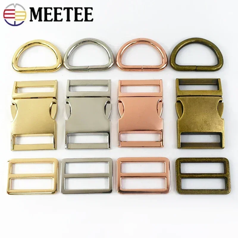 

2/5Sets Meetee 15-38mm Metal Side Release Buckles Tri Glide D Ring Connect Clasp Bag Strap Webbing Adjust Hook DIY Accessories