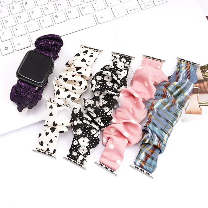 

Scrunchie Strap for Apple Watch Band ultra 49mm 45mm 41mm 44mm 40mm 38/42mm Elastic nylon Bracelet iwatch series 8 7 6 5 4 3 SE