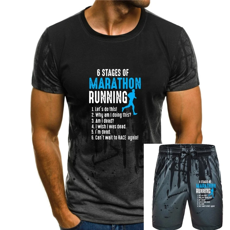

Custom 6 Stages Of Marathon Running Runner Triathlon Run Tshirt Woman Black Harajuku T-Shirt For Mens Short-Sleeve Male Tee Tops