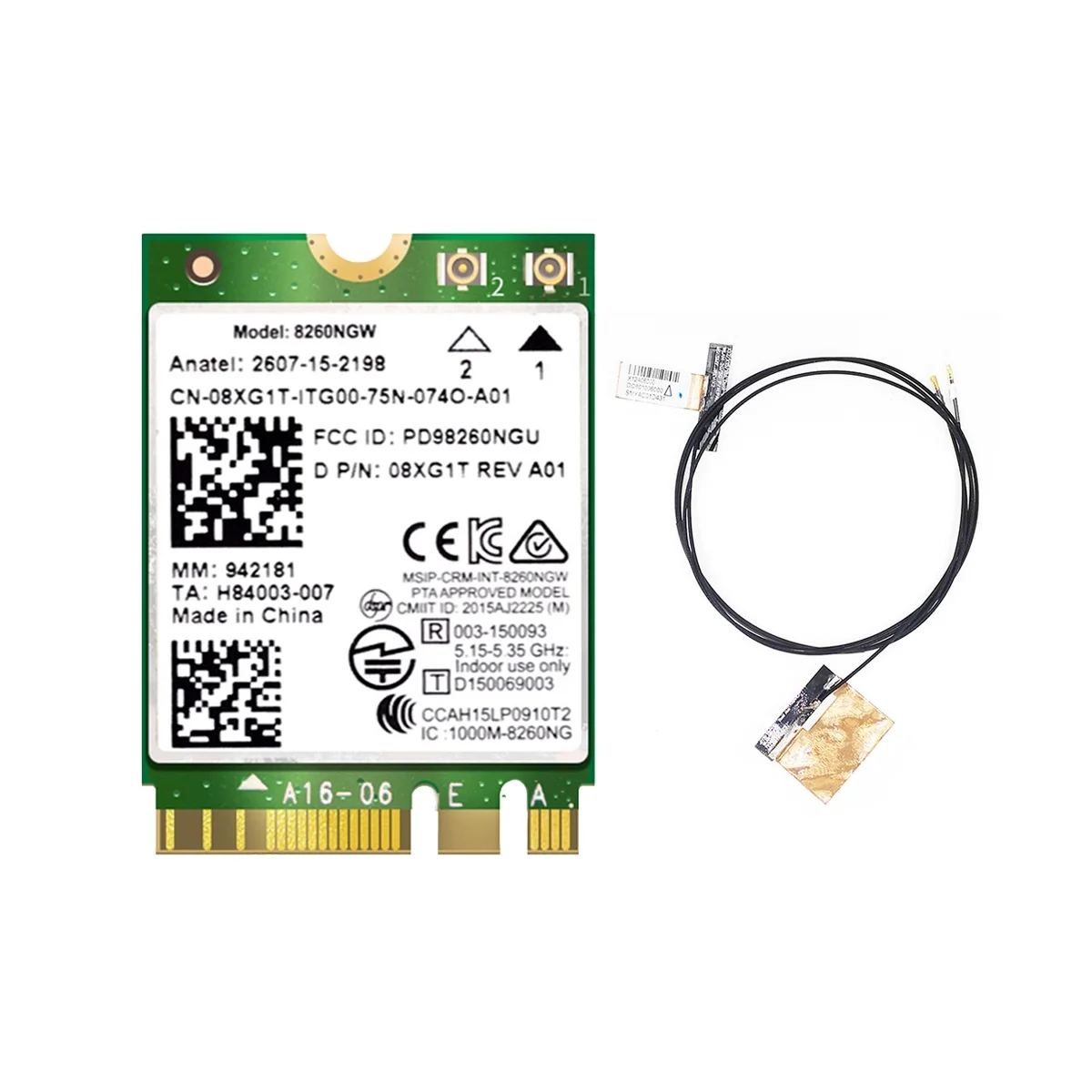 8260 8260NGW WiFi Card+2XAntenna 2.4G/5Ghz 867M Bluetooth 4.2 NGFF M.2 WiFi Wireless Card Module for Intel AC
8260 8260NGW WiFi Card+2XAntenna 2.4G/5Ghz 867M Bluetooth 4.2 NGFF M.2 WiFi Wireless Card Module for Intel AC