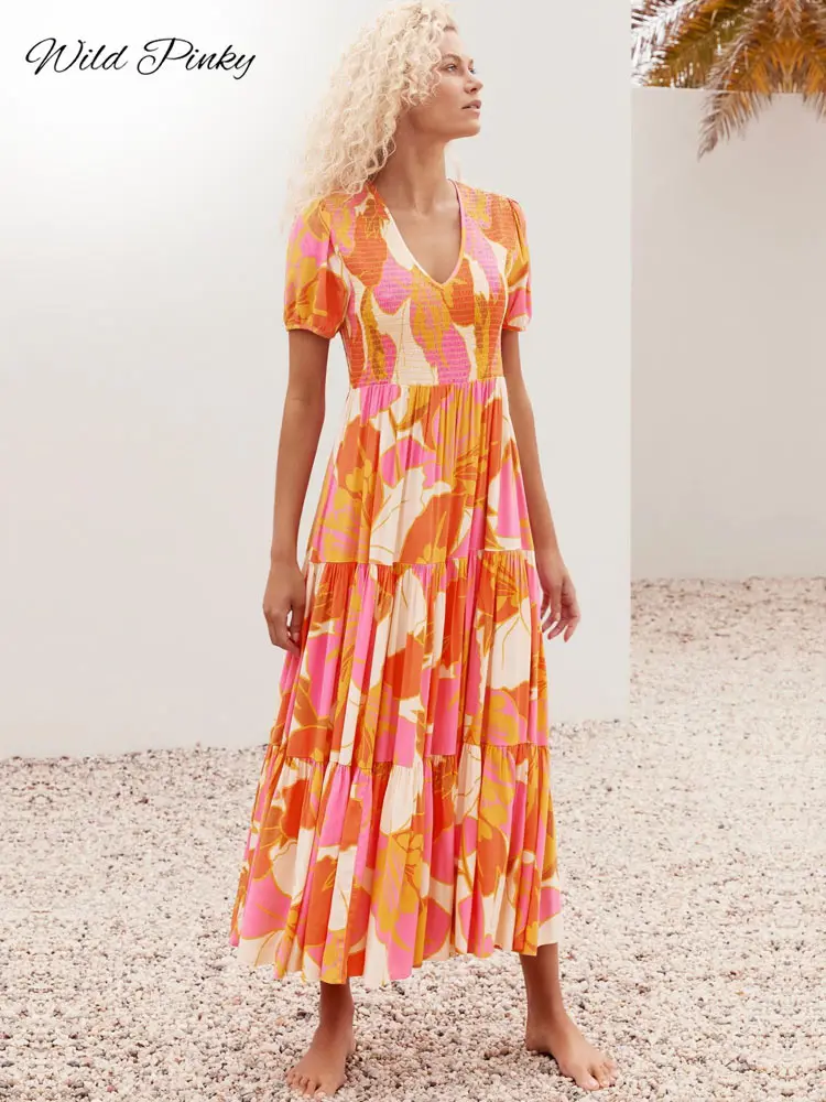 WildPinky New Women Dresses Summer Sexy V Neck Floral Print Boho Beach Dress Casual Short Sleeve A Line Long Dress Vestidos
WildPinky New Women Dresses Summer Sexy V Neck Floral Print Boho Beach Dress Casual Short Sleeve A Line Long Dress Vestidos