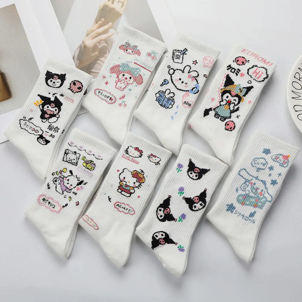 8Pairs Girls White Mid-Tube Socks Sanrio Cartoon Mymelody Cinnamoroll Summer 100% Cotton Thin Comfortable Sweat-Absorbing Socks
8Pairs Girls White Mid-Tube Socks Sanrio Cartoon Mymelody Cinnamoroll Summer 100% Cotton Thin Comfortable Sweat-Absorbing Socks