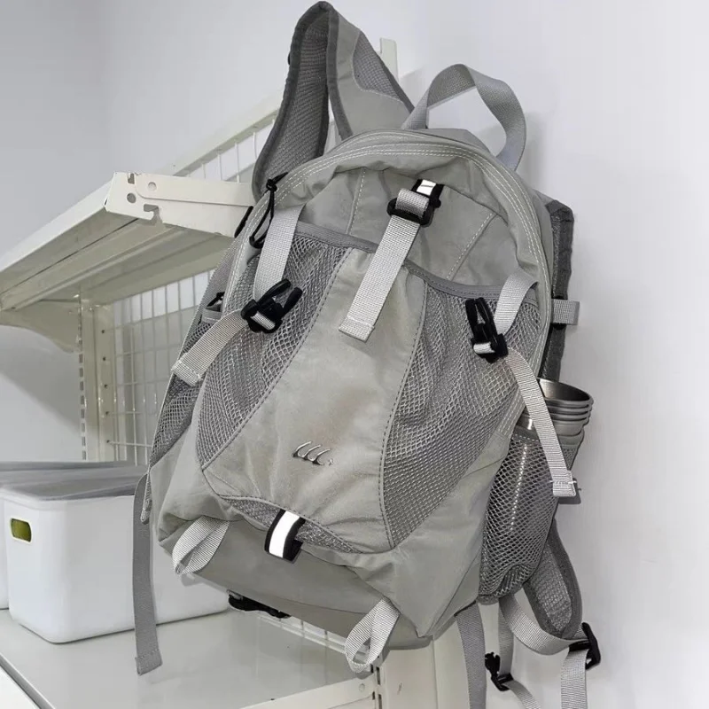 

Корейский серый нейлоновый рюкзак унисекс, вместительные легкие походные рюкзаки для активного отдыха, велосипедная сумка, модные женские школьные ранцы