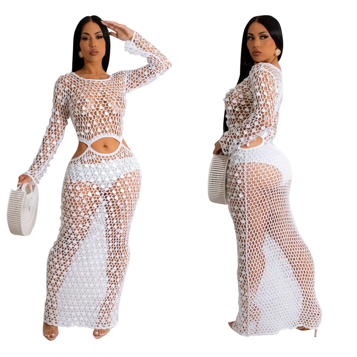 Женское трикотажное платье с блестками, праздничное длинное платье с длинным рукавом и круглым вырезом, однотонное ажурное платье до щиколотки, 2023
Женское трикотажное платье с блестками, праздничное длинное платье с длинным рукавом и круглым вырезом, однотонное ажурное платье до щиколотки, 2023