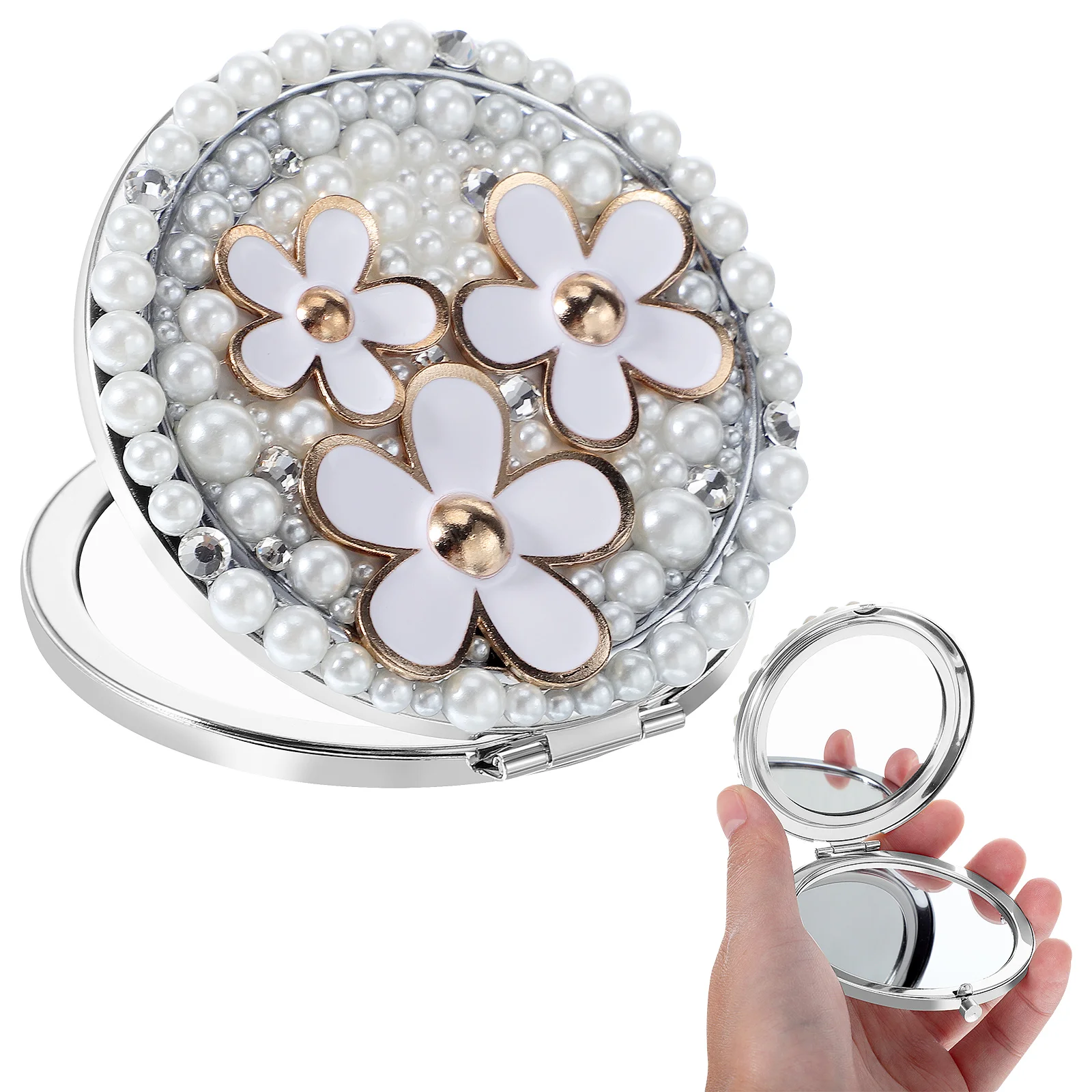 

Portable Mirror Small Pocket Mini Mirrors for Makeup Vanity Purse Glass Lenses Compact Travel Cute Girl