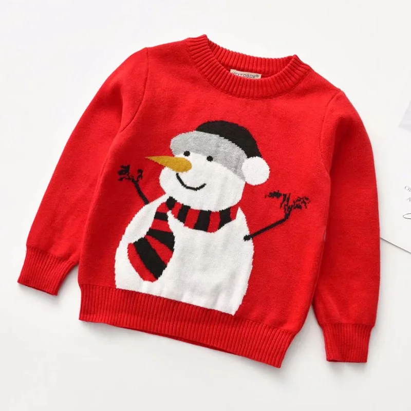 

Рождественская детская одежда, новогодний Детский свитер с длинными рукавами, пуловер с мультяшным принтом, свитер для маленьких девочек и мальчиков, вязаная одежда
