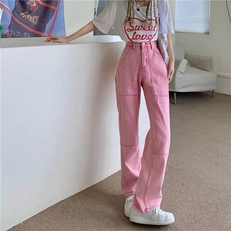 Women's Jeans 2022 New Summer Pink High Waist Loose Wide Leg Pants Street Style Korean Style Fashion Casual Mom Straight Jeans
Women's Jeans 2022 New Summer Pink High Waist Loose Wide Leg Pants Street Style Korean Style Fashion Casual Mom Straight Jeans