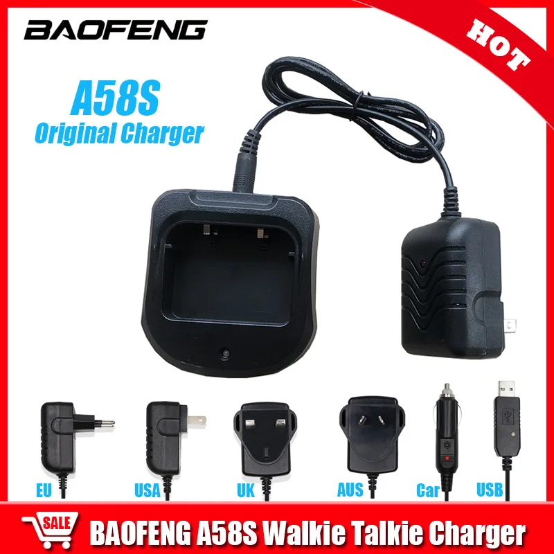 

BAOFENG A58S Walkie Talkie Original Charger Opional EU/USA/UK/AUS/CAR/USB Plug a58s Two Way Radio and Battery Extra Charger